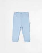 Light blue baby pants on a white background